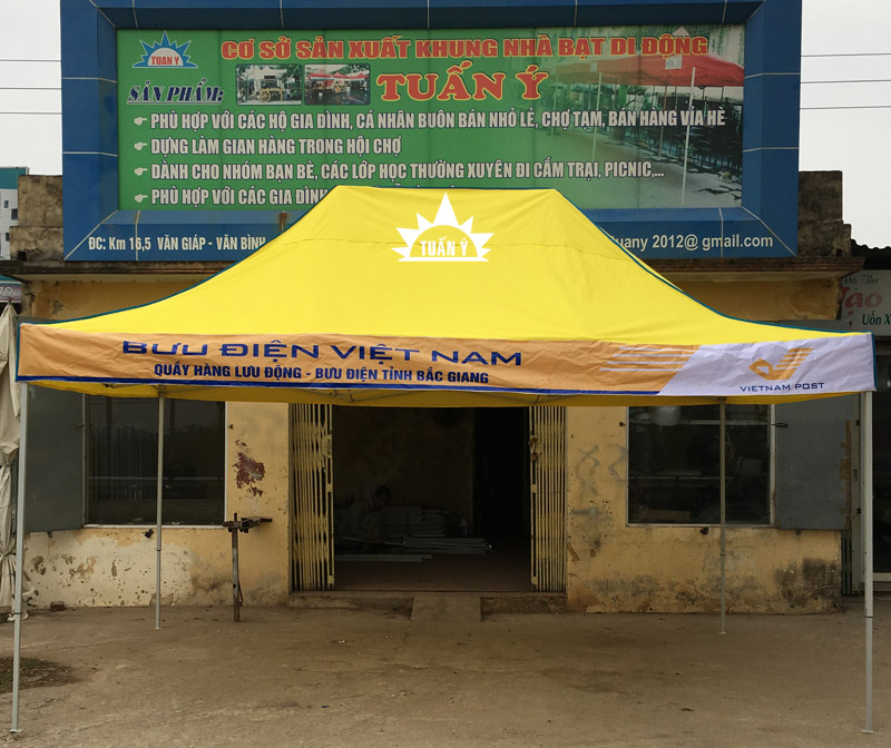 Bưu điện tỉnh Bắc Giang dùng nhà bạt 3mx4,5m triển khai mô hình bán hàng tiêu dùng