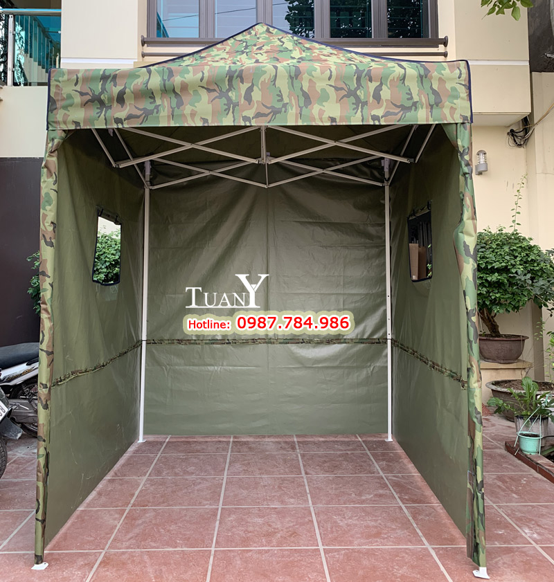 Nhà bạt di động 2mx2m quây 3 mặt, màu rằn ri
