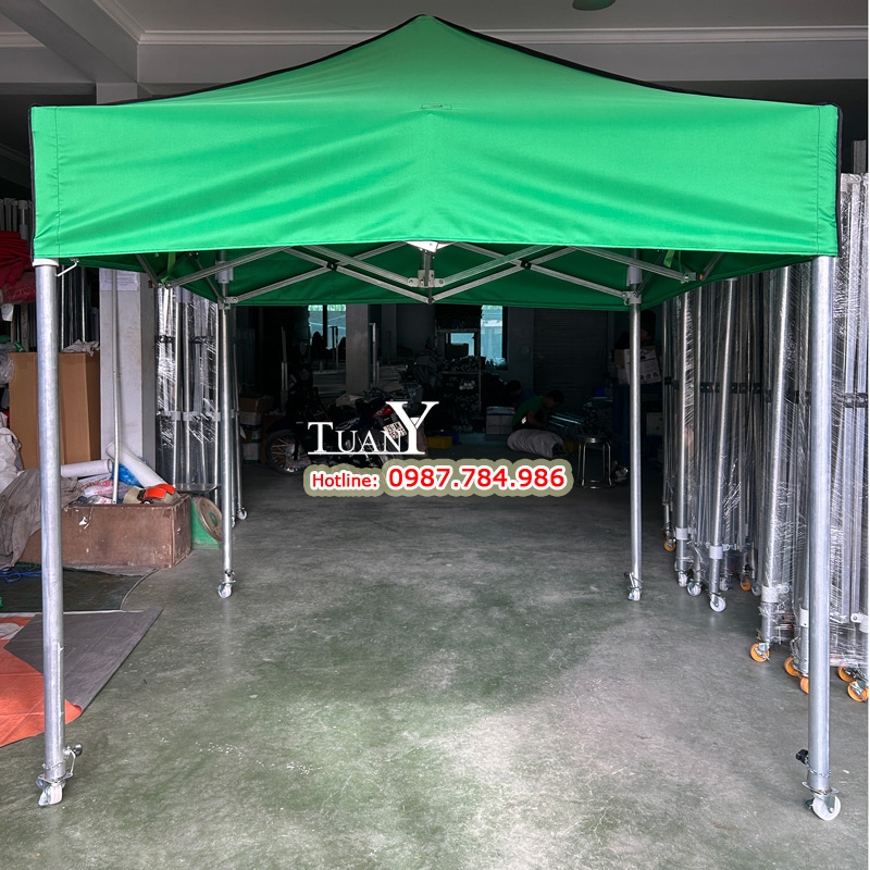 Nhà bạt 2mx2m MK2 khung chân trụ tròn, siêu bền, màu xanh lá dịu mát