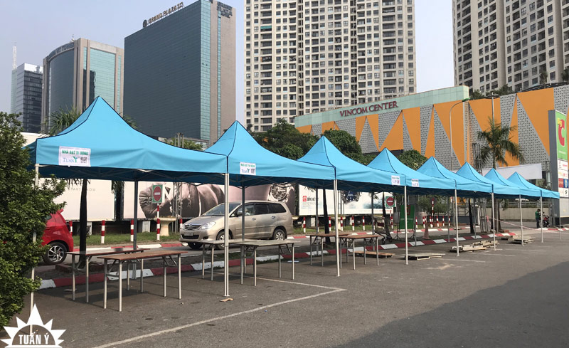 Thời gian chuẩn bị hội chợ được tiết kiệm tối đa khi dùng nhà bạt di động Tuấn Ý