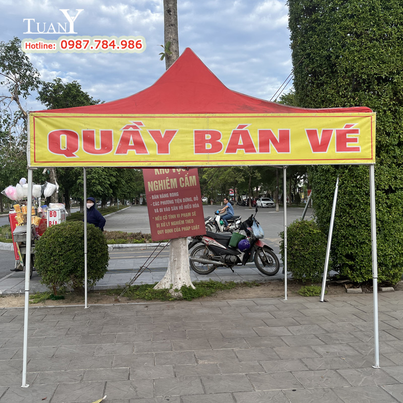 Nhà bạt 3mx3m dựng lên nhanh, thu gọn đơn giản làm Quầy bán vé ngoài cổng