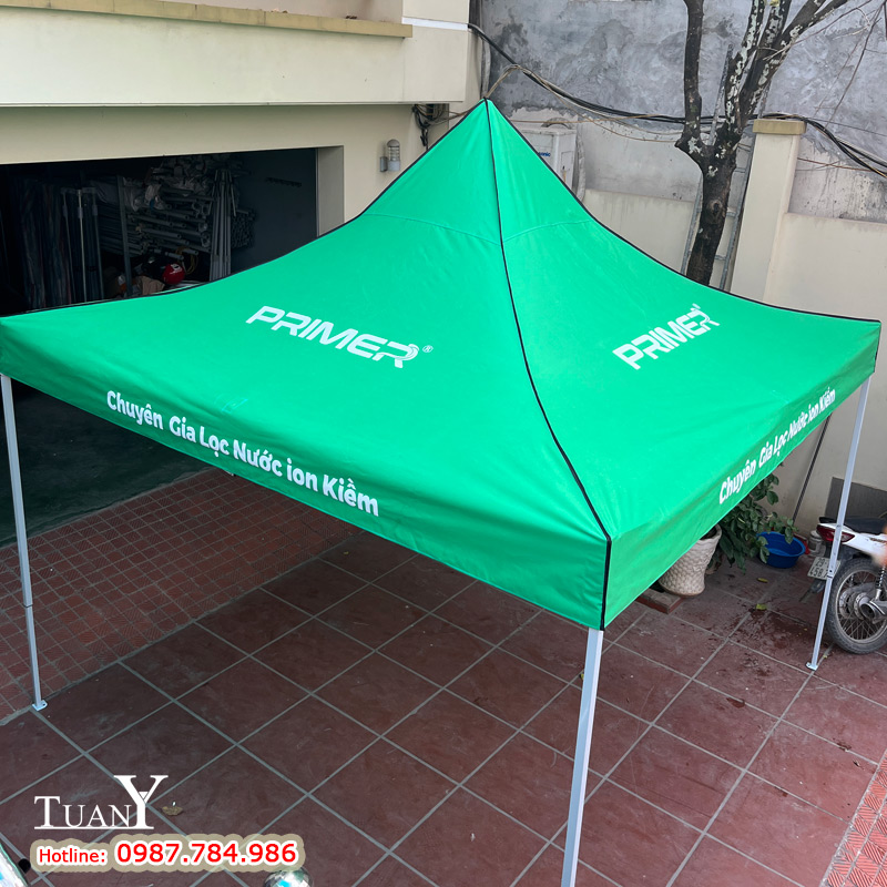 In lưới trực tiếp thương hiệu Primer trên chóp và diềm trán bạt mái chất liệu Polyester
