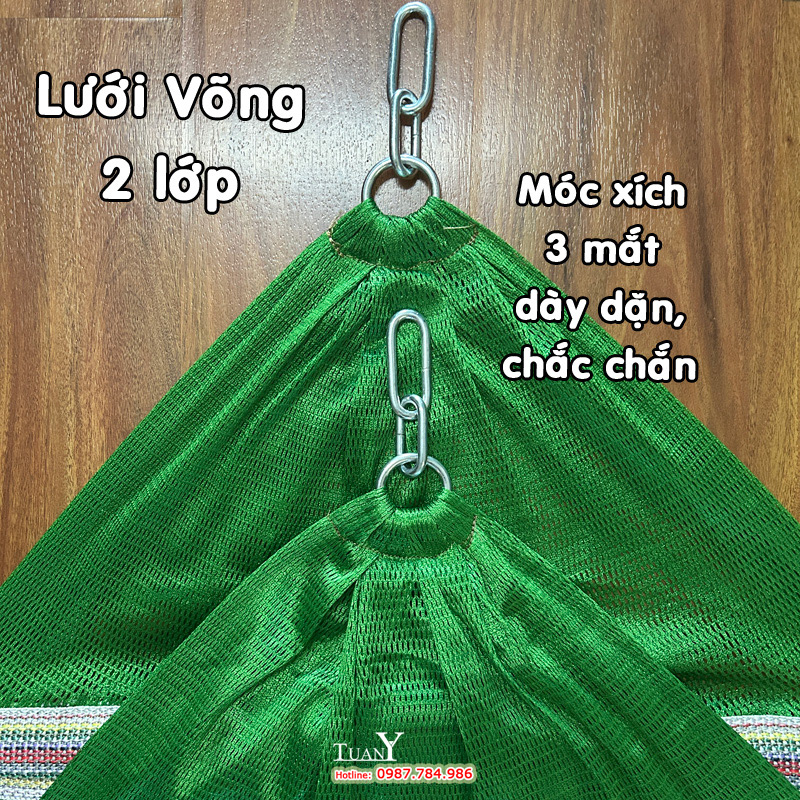 Lưới võng 2 lớp dai mềm, thoáng mát